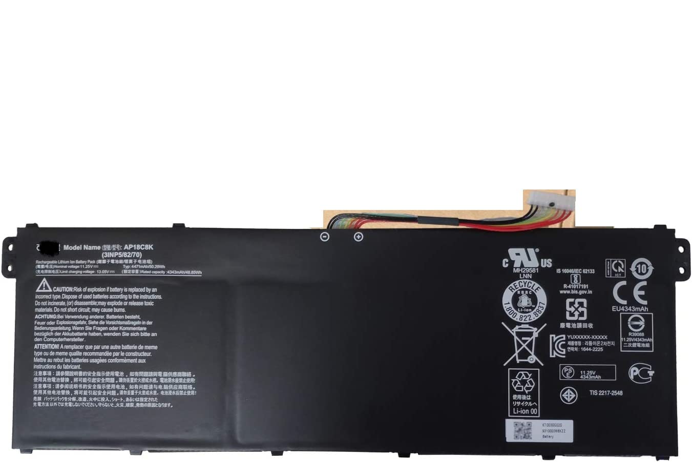 WISTAR AP18C8K Laptop Battery Compatible for Aspire 5 A514-52 Chromebook 314 C933 Swift 3 SF314-42 SF314-57 SF314-57G SF314-58 Series 3INP5/82/70 11.25V 50.29Wh 4471mAh 4-Cell