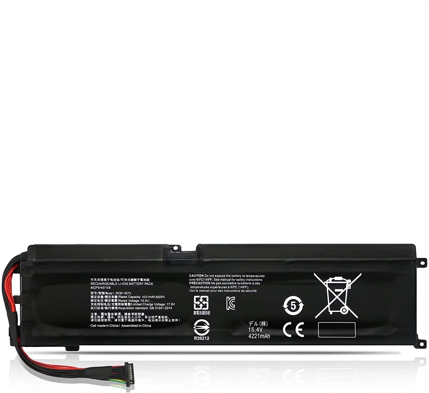 RC30-0270 Laptop Battery for Razer Blade 15 Base 2018 2019 GTX 1660 Ti RZ09-0270 RZ09-02705E76 RZ09-02705E76-R3U1 RZ09-02705E75-R3U1 RZ09-0300 RZ09-03006 RZ09-03009 RZ09-03006E92 15.4V 65Wh