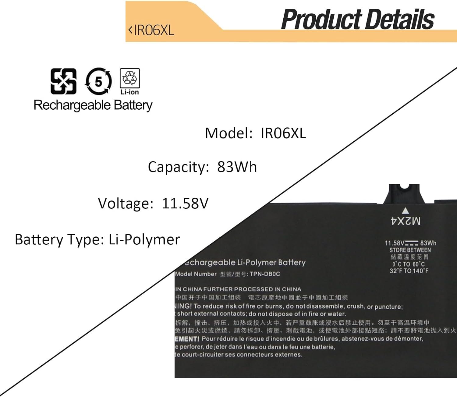  IR06XL Laptop Battery for HP ZBook Power G7 G9 G10 Mobile Workstation ZBook Power G10 A Mobile Workstation Series IR06083XL M02029-005 TPN-DB0C M01523-2C2