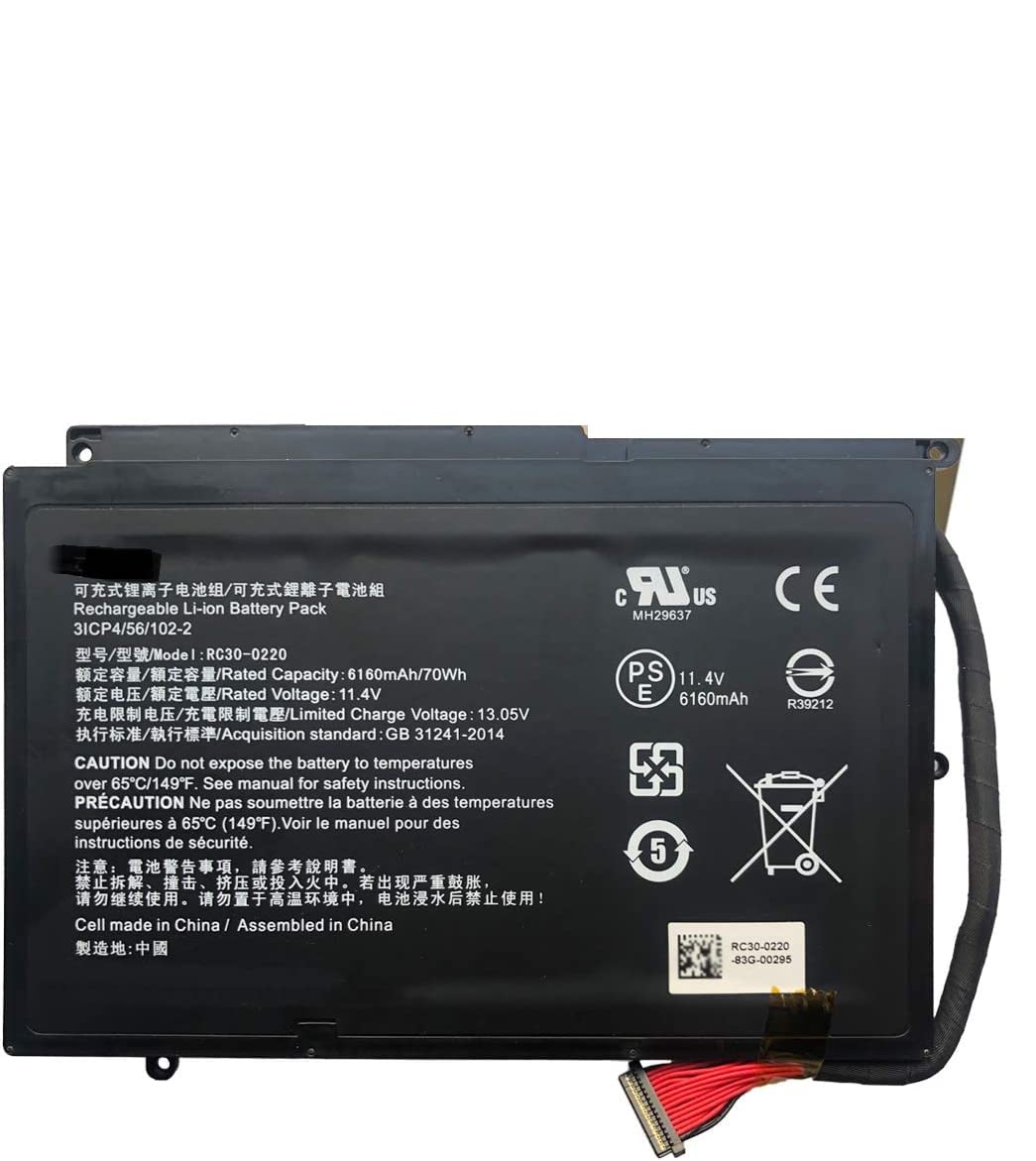 RC30-0220 Laptop Battery Compatible with Razer Blade Pro 17" (2017) i7-7700HK GTX 1060 RZ09-0220 RZ09-02202 Series Notebook 11.4V 70Wh 6160mAh