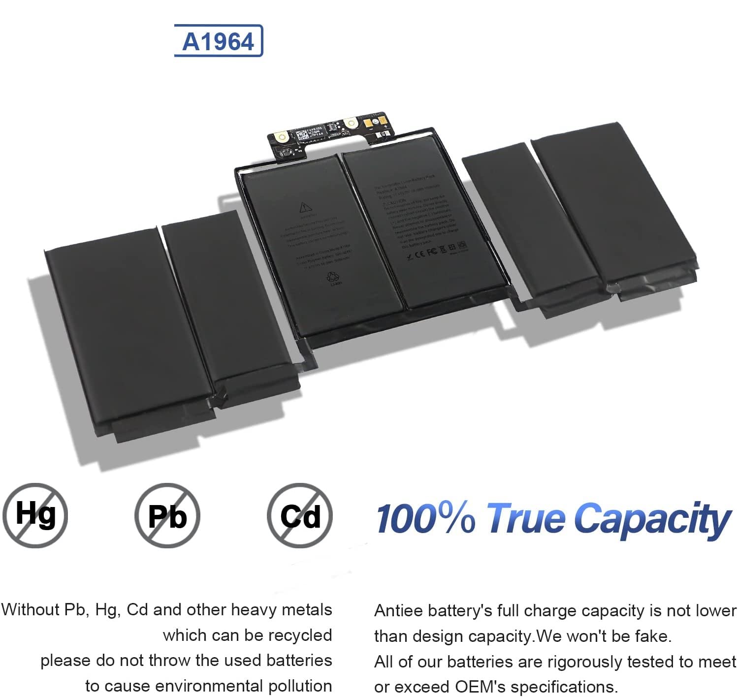 APPLE A1989 Battery Replacement, A1964 Battery for Mac - Book Pro 13" A1989 (Mid 2018 2019) A2251(2020 Release) EMC 3214 3358 3348 MR9Q2LL/A MR9R2LL/A MR9T2LL/A MR9U2LL/A MR9V2LL/A MV962LL/A MV9A2LL/A