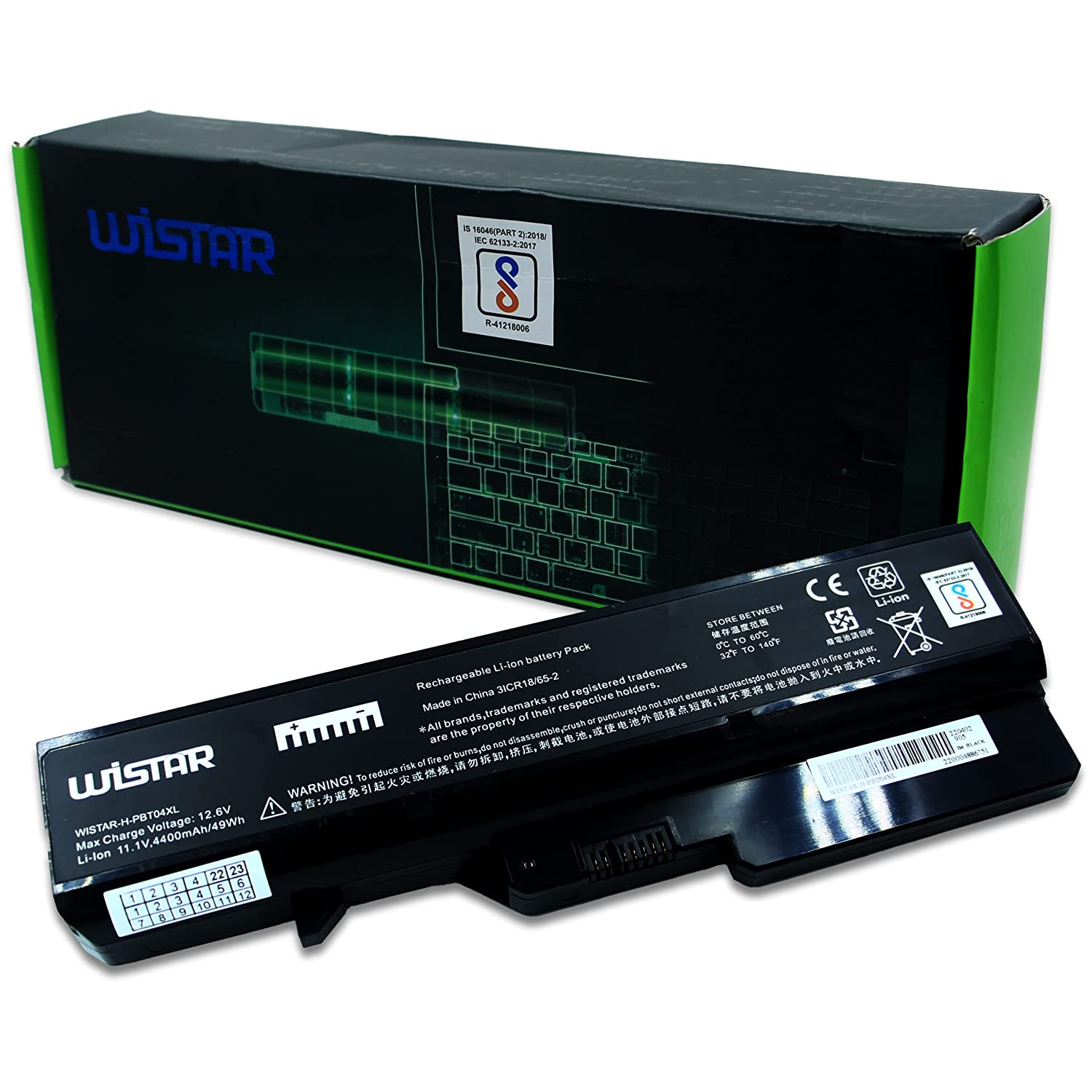 WISTAR 4400mAh Li-ion 6 Cell Laptop Battery for Lenovo B470 B570 G460 G460A G465 G470 G475 G560 G565 G570 G575 B470 B570 G460 G465 G470 G475 G560 G565 G570 G575 (Black)