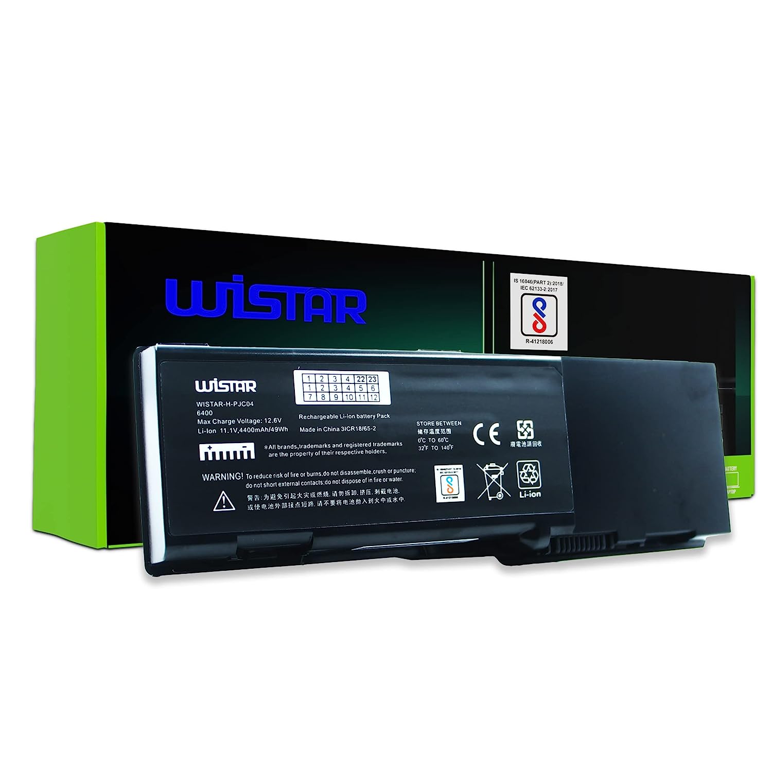 WISTAR Laptop Battery for Dell Inspiron 6400, E1501, E1505, 131L Vostro 1000, 1501 P/No. GD761 KD476 JN149 PD942