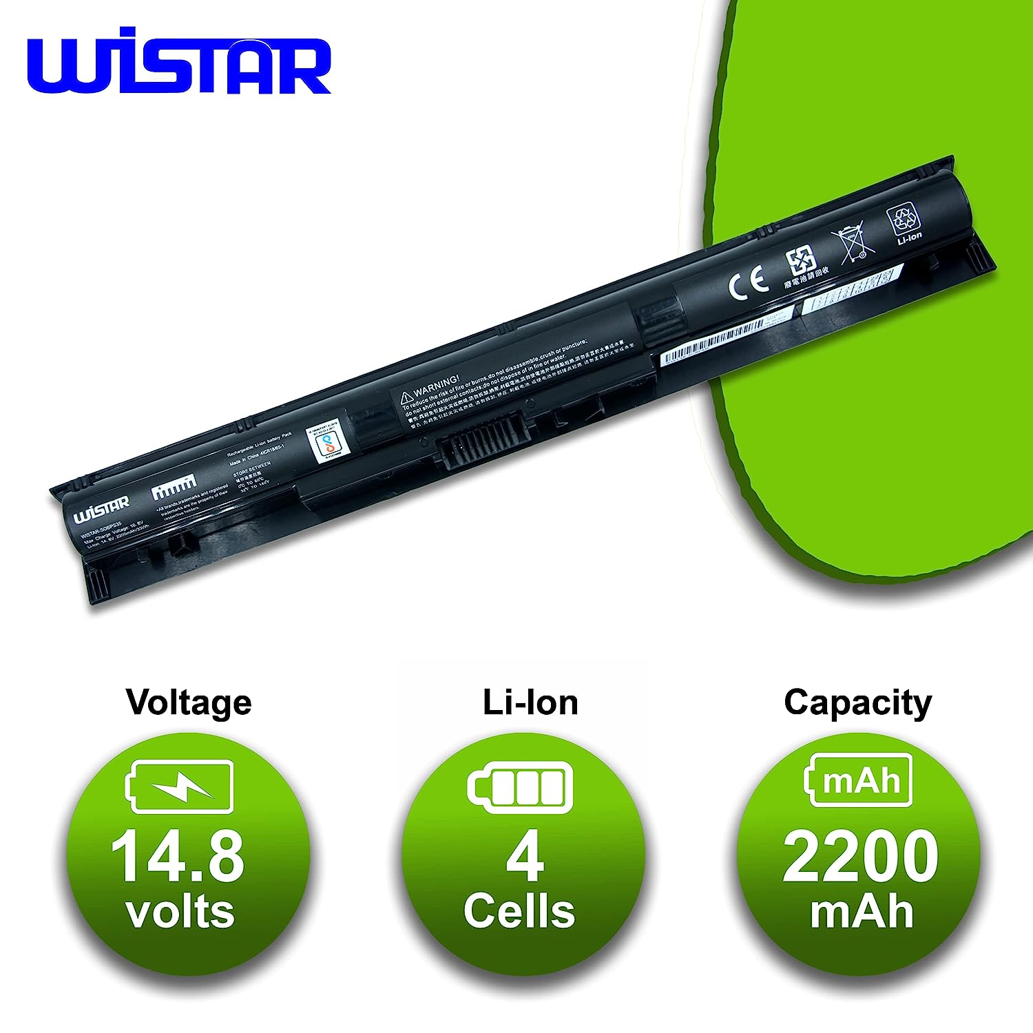 WISTAR Battery for HP 800049-001 K104 800010-421 KI04 KIO4 HSTNN-LB6R 17-G121WM TPN-Q160 TPN-Q158 TPN-159 TPN-Q161 TPN-Q162 HSTNN-DB6T 800050-001 â€“ Premium Cells [4 Cells