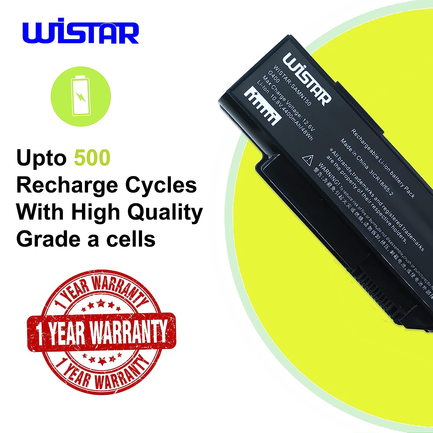 WISTAR Laptop Battery Compatible for Lenovo G400 3000 G400 3000 G400 59011ASM BAHL00L6S FRU 121SS080C
