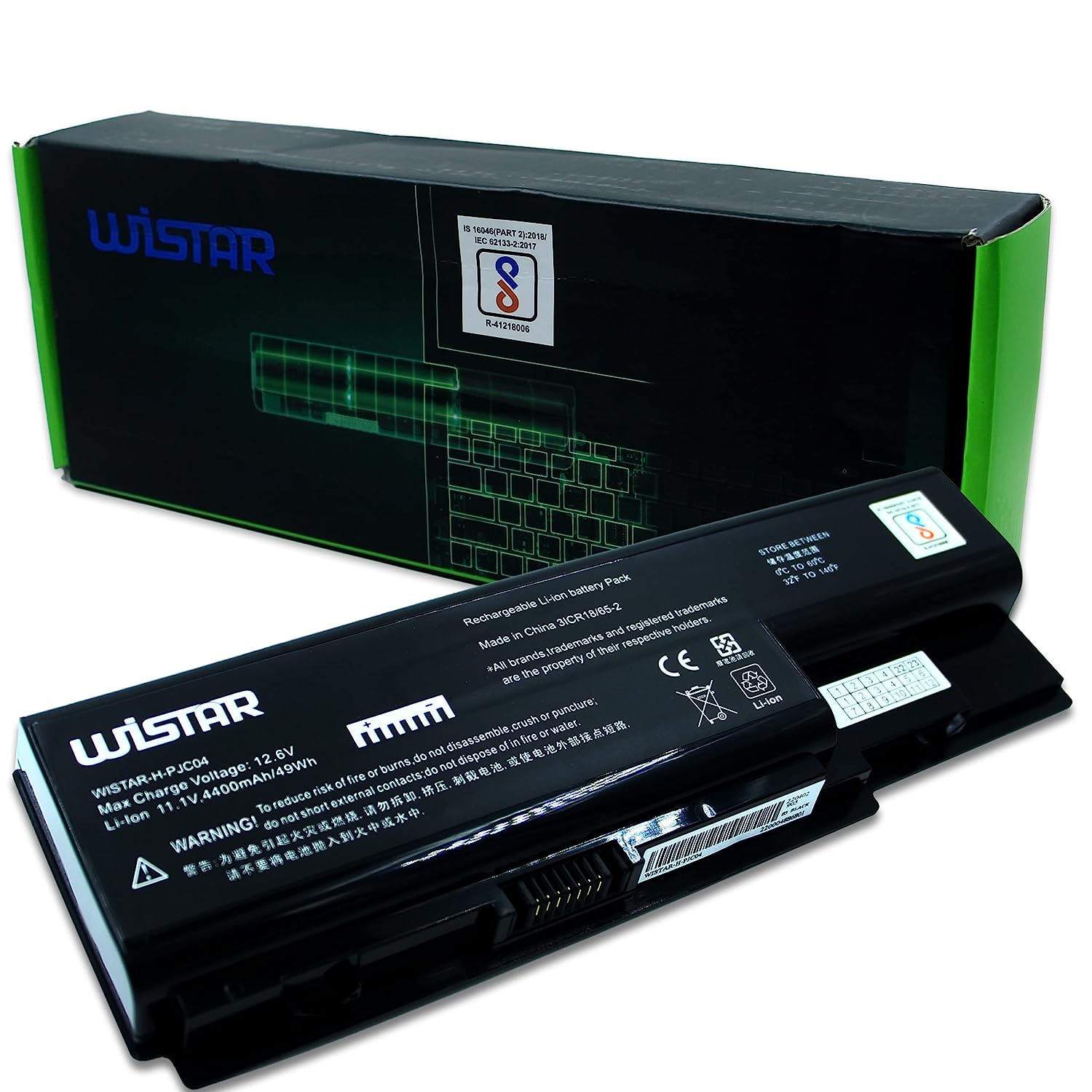 WISTAR Laptop Battery for ACER Aspire 5520 5720 5920 5930 6920 7230 7540 AS07B31 AS07B32 AS07B41 Black