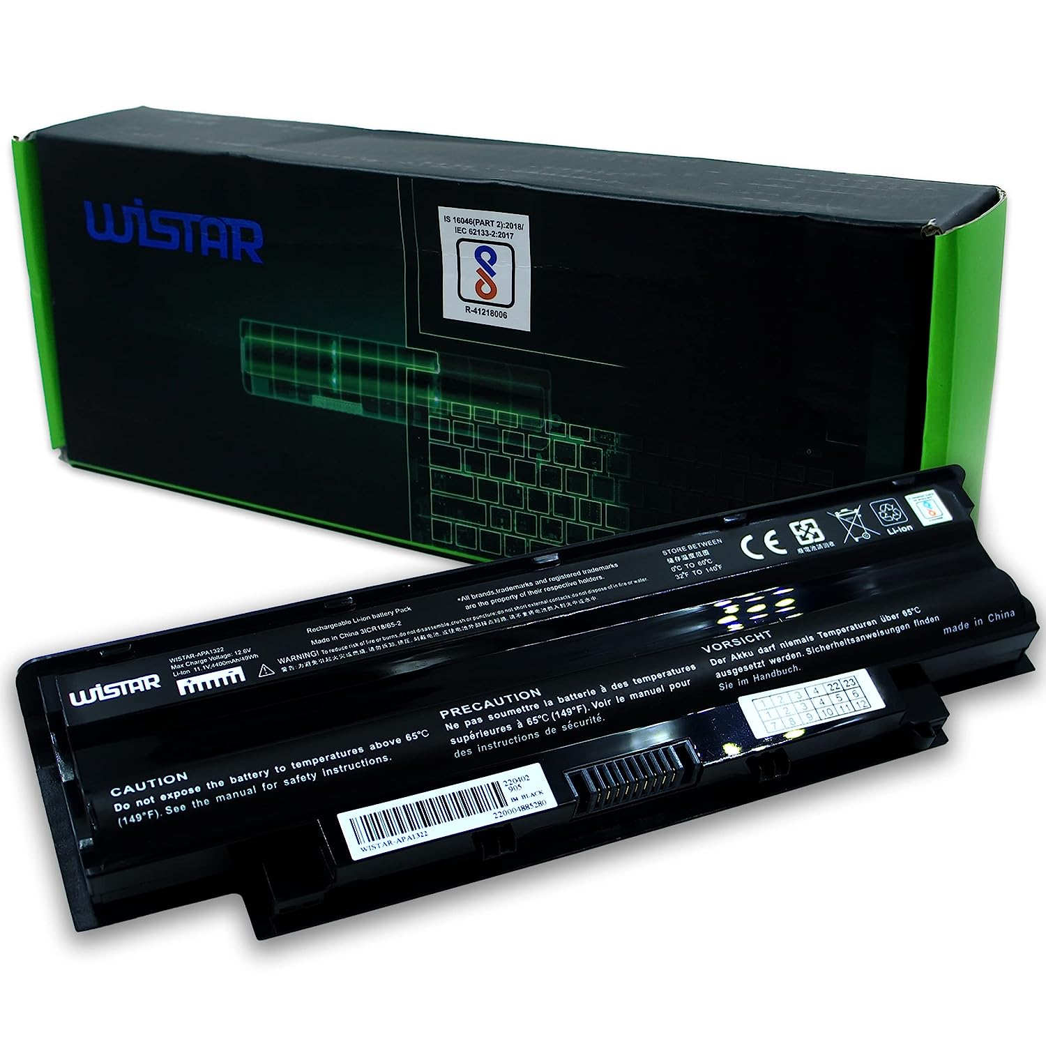 WISTAR 4400mAh Li-ion 6 Cell Laptop Battery for Dell Inspiron 13R 14R 15R 17R N3010 N4010 N5010 N5010D M4110 J1KND Vostro 1440 1550 3555 3750 3650 (Black)