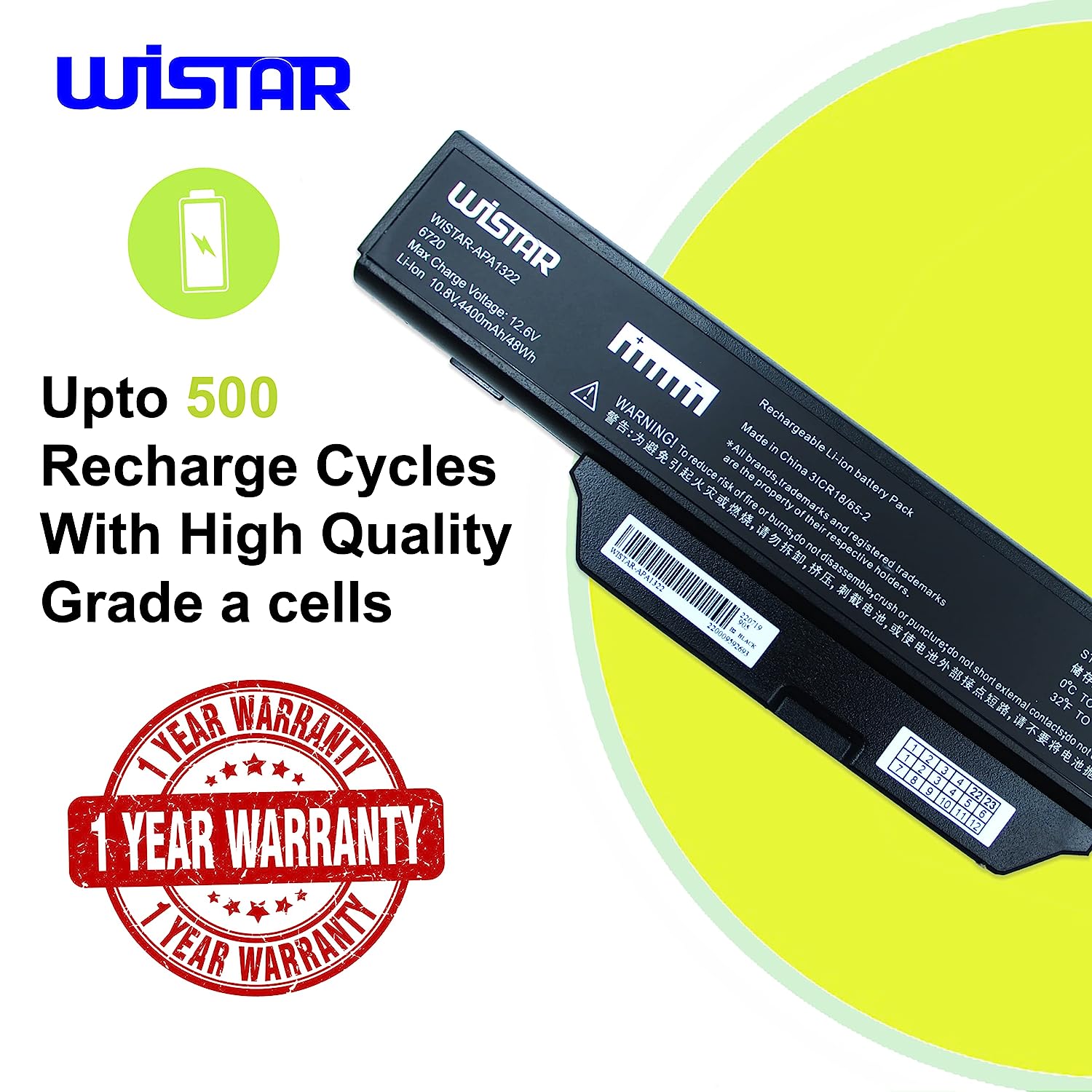WISTAR Laptop Battery Compatible for HP COMPAQ 550 610 615 HP Business Notebook 6720S 6720S/CT 6730S 6730S/CT 6735S 6820S 6830S