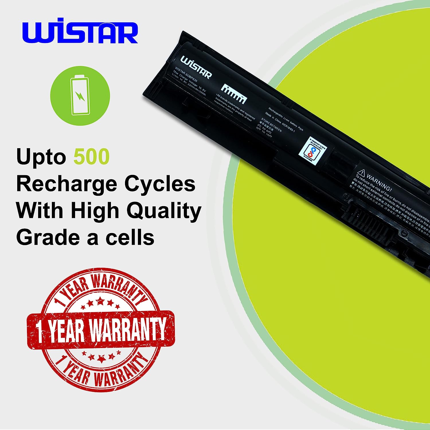 WISTAR Battery for HP 800049-001 K104 800010-421 KI04 KIO4 HSTNN-LB6R 17-G121WM TPN-Q160 TPN-Q158 TPN-159 TPN-Q161 TPN-Q162 HSTNN-DB6T 800050-001 â€“ Premium Cells [4 Cells