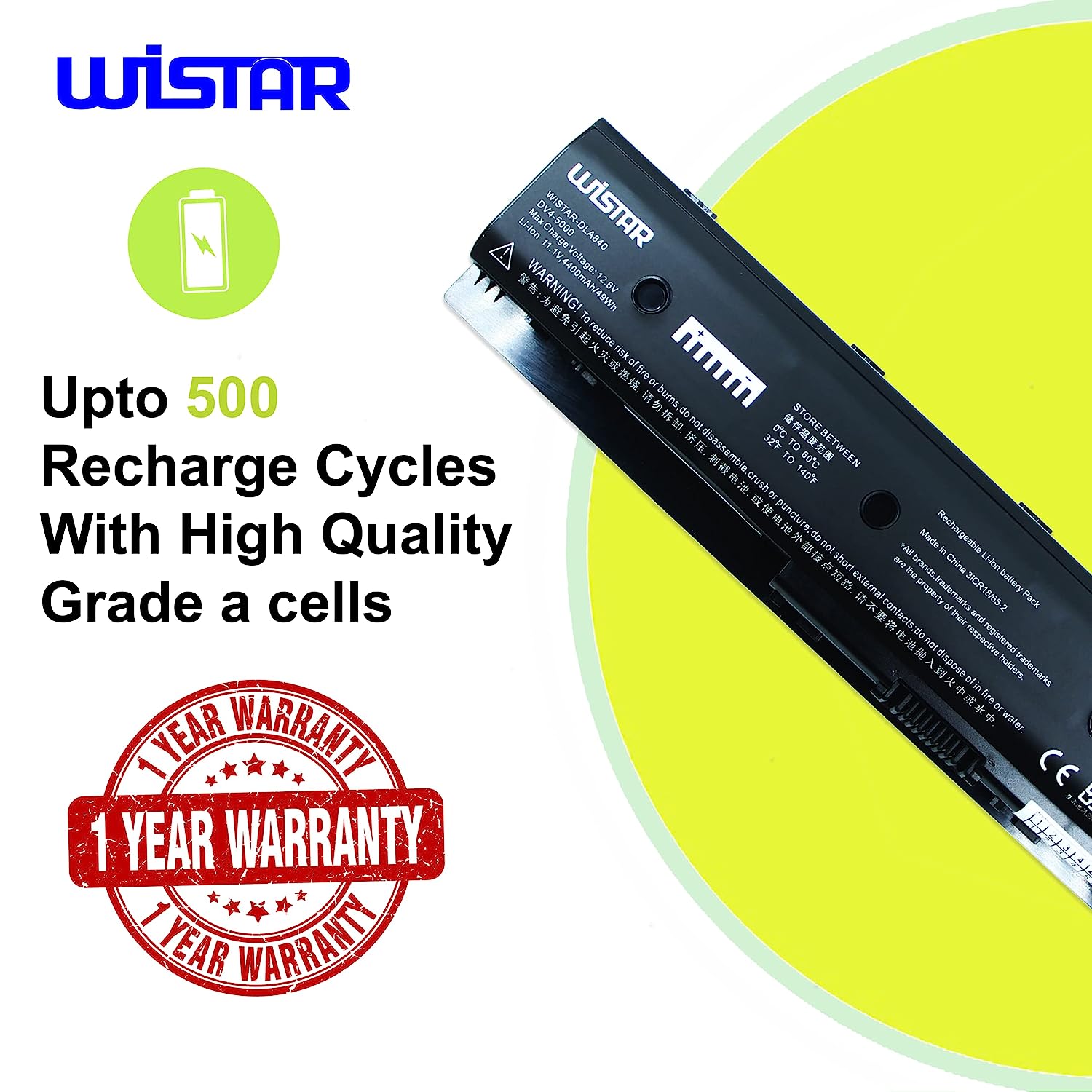 WISTAR Laptop Battery for HP Envy DV4-5200 HP DV4-5000 DV6-72XX / DV7-72XX / M4-1XXX / M6-11XX / DV6-7000 CTO 6 Cell PN: HSTNN-YB3N / MO06