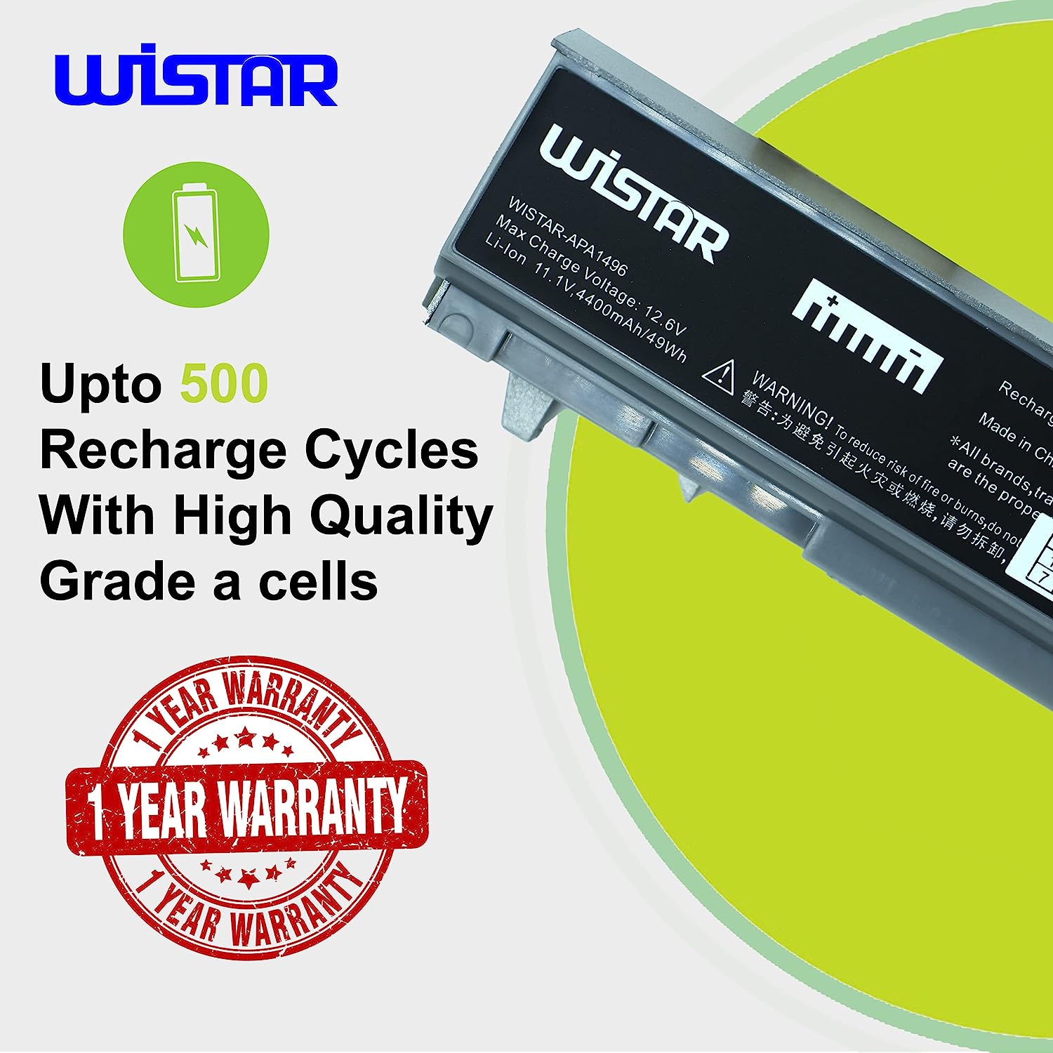 WISTAR 0RG049 PT434 KY265 W1193 Laptop Battery Replacement for Dell Latitude E6400 E6410 E6500 E6510 Precision M2400 M4400 M4500 Notebook