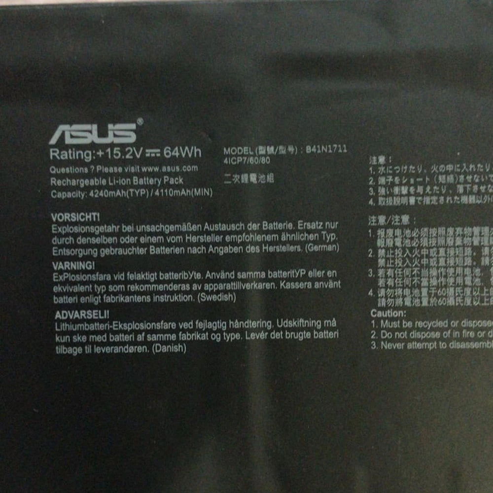 Asus B41N1711 Battery Compatible for Asus ROG Strix GL503VM GL503VD GL703GE GL703VD GL703VM GL503G GL503GE FX503VM FX63VD FX63VM ZX63V FX705DD FX705DY FX705GD FX705GE FX705GM Series