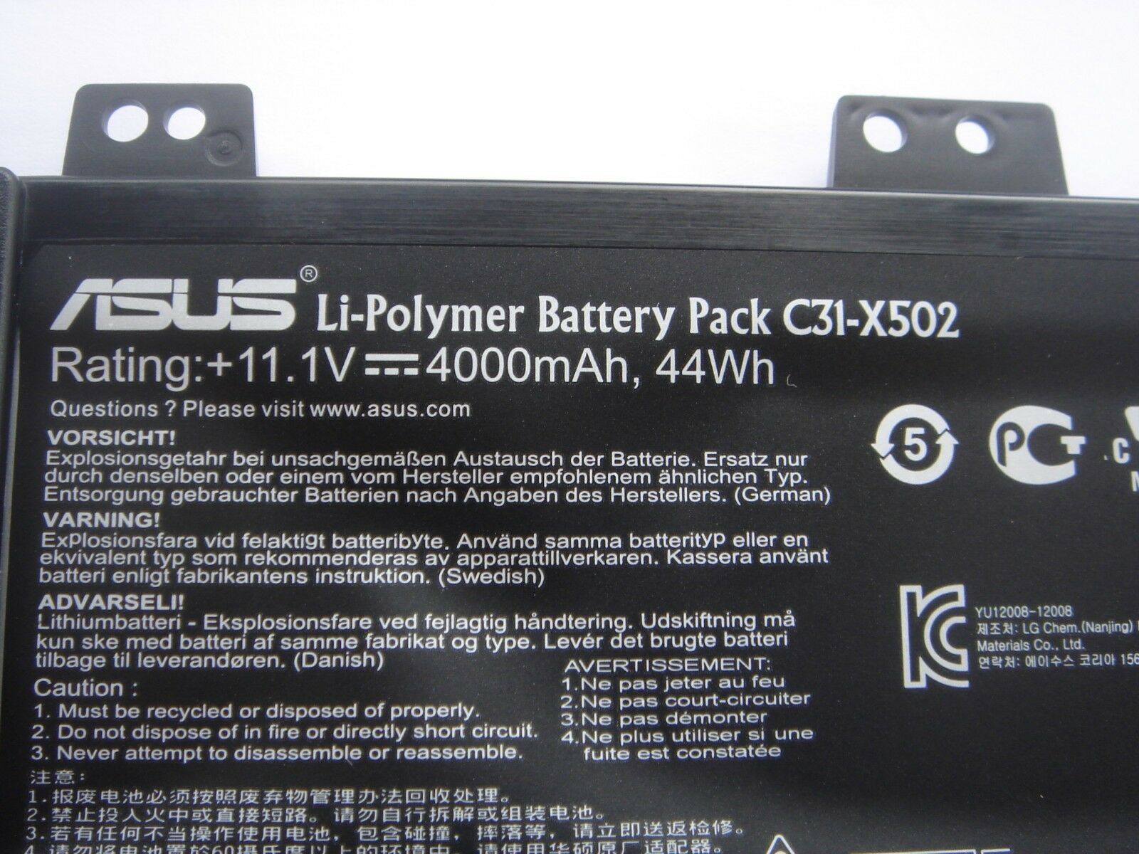 Asus C31-X502 C21-X502 Laptop Battery for Asus X502 X502C X502CA S500 S500C S500CA S500CA-D51T P500CA PU500C PU500CA V500C PU500X3217CA PU500X3317CA Series C31-X5O2 0B200-00320300M 38Wh/44Wh