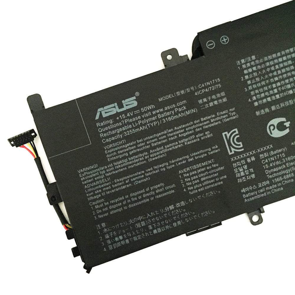 Asus C41N1715 Battery for Asus Zenbook 13 UX331UA UX331UA-1A UX331UA-1E UX331UN UX331FN U3100FN U3100UN Series UX331FA-EG002T UX331UA-DS71 UX331UN-EG105T 0B200-02760000 15.4V 50Wh